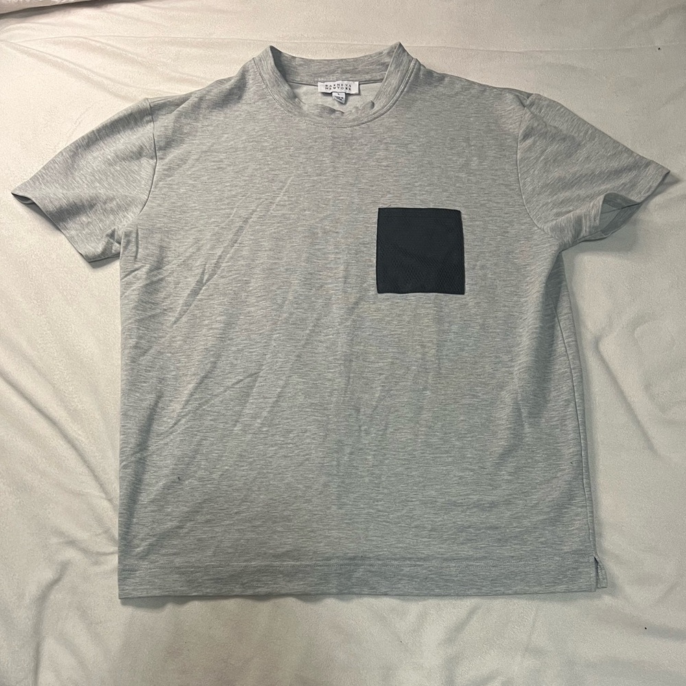 Barneys New York Gray Tee with Black Pocket